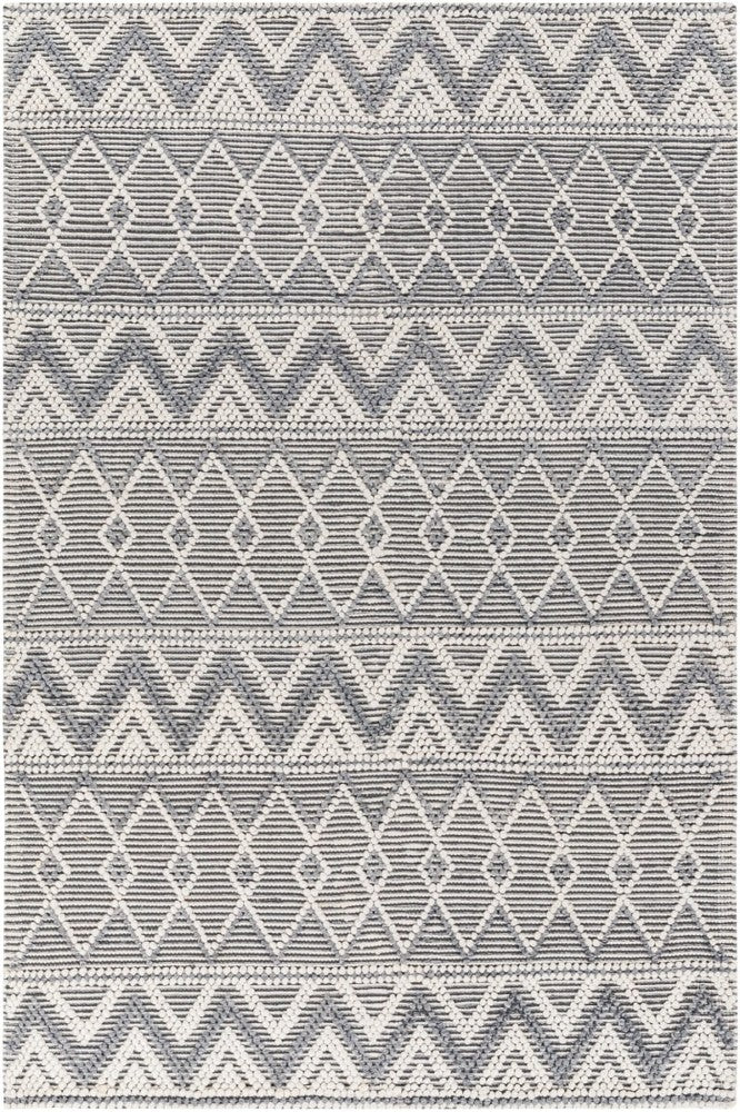 IVORY AND GREY KILIM HAND WOVEN DHURRIE