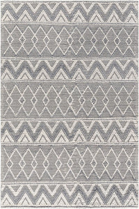 Ivory and grey kilim hand woven dhurrie wool hand-woven rug for living