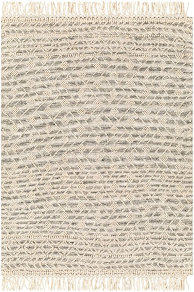 IVORY AND BLACK KILIM HAND WOVEN DHURRIE