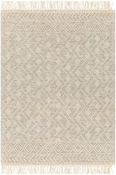 IVORY AND BLACK KILIM HAND WOVEN DHURRIE