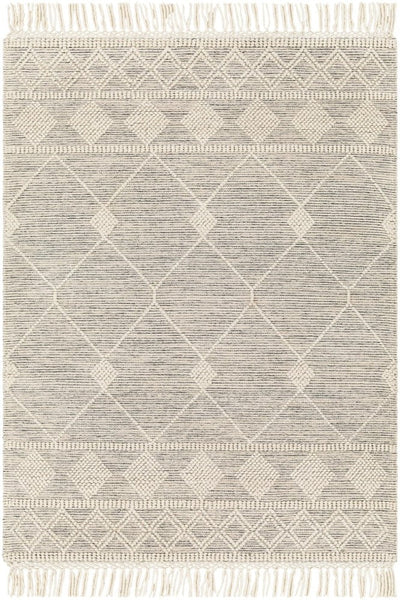 IVORY AND BLACK KILIM HAND WOVEN DHURRIE