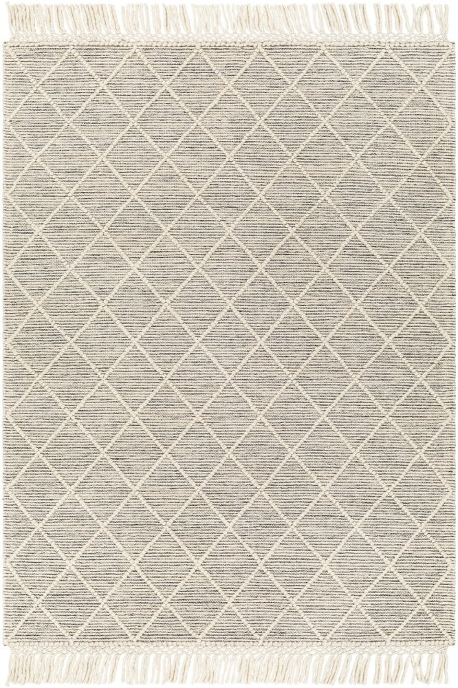 IVORY AND BLACK KILIM HAND WOVEN DHURRIE
