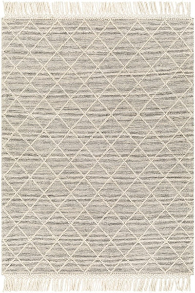 IVORY AND BLACK KILIM HAND WOVEN DHURRIE