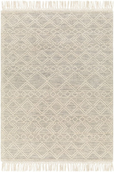IVORY AND BLACK KILIM HAND WOVEN DHURRIE