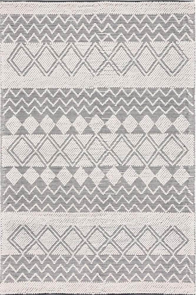 IVORY AND BLACK KILIM HAND WOVEN DHURRIE