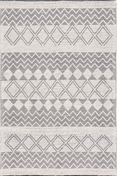 IVORY AND BLACK KILIM HAND WOVEN DHURRIE