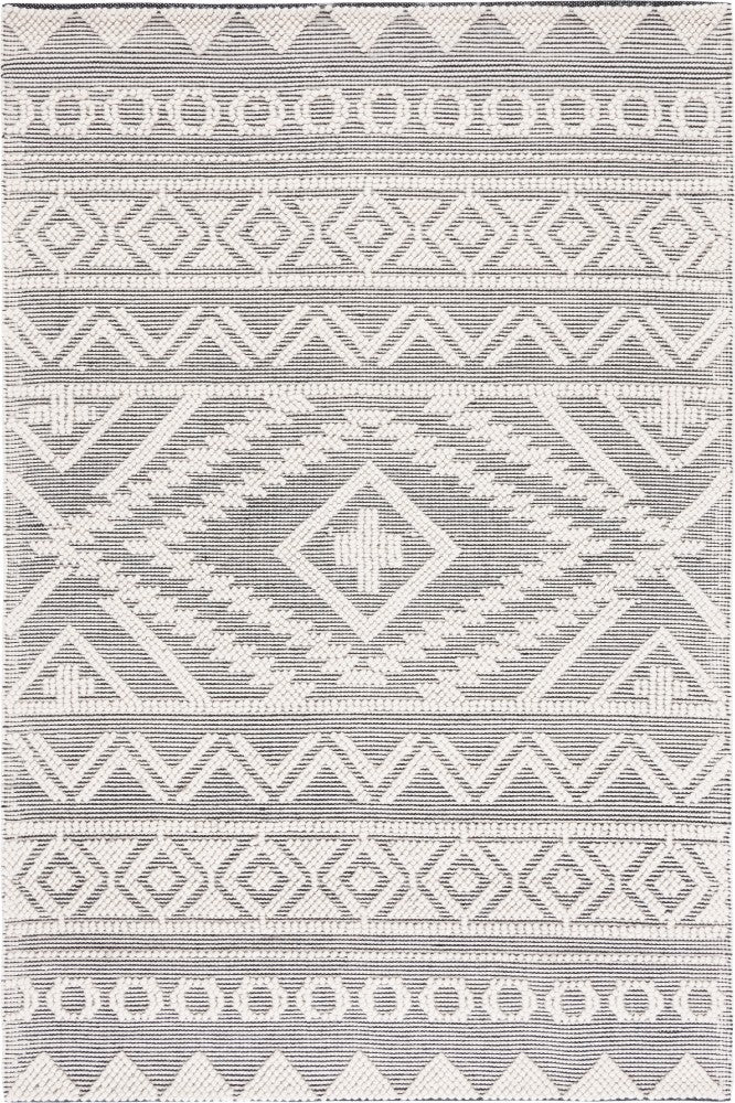 IVORY AND BLACK KILIM HAND WOVEN DHURRIE
