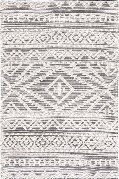 IVORY AND BLACK KILIM HAND WOVEN DHURRIE