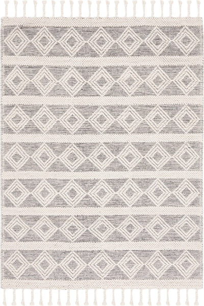 IVORY AND BLACK KILIM HAND WOVEN DHURRIE