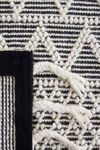 IVORY AND BLACK KILIM HAND WOVEN DHURRIE by Imperial Knots - Image 3