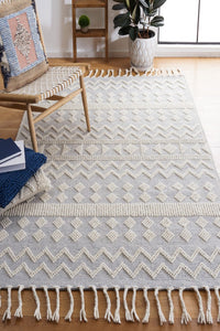 IVORY AND BLUE KILIM HAND WOVEN DHURRIE by Imperial Knots - Image 2