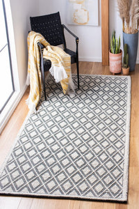 IVORY AND BLACK KILIM HAND WOVEN DHURRIE by Imperial Knots - Image 2