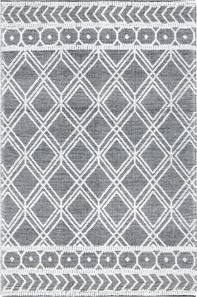 IVORY AND BLACK KILIM HAND WOVEN DHURRIE