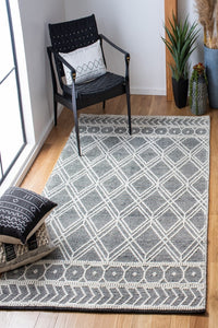 IVORY AND BLACK KILIM HAND WOVEN DHURRIE by Imperial Knots - Image 2