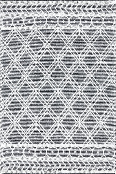 IVORY AND BLACK KILIM HAND WOVEN DHURRIE