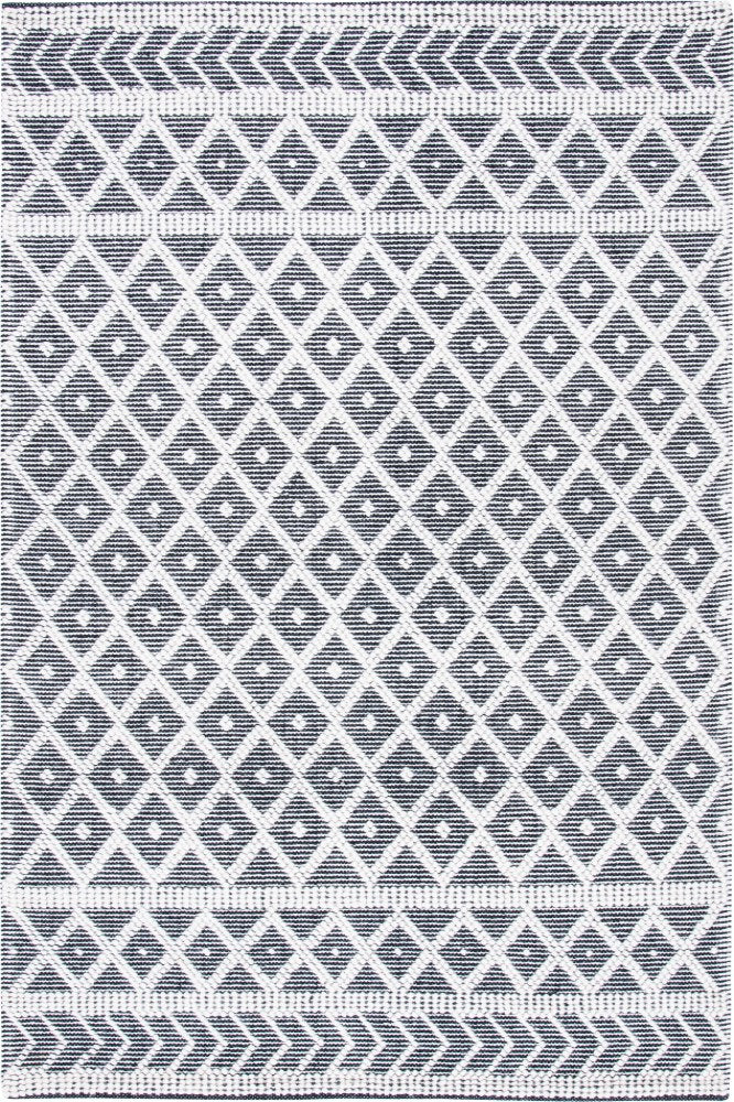 IVORY AND BLACK KILIM HAND WOVEN DHURRIE