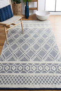 IVORY AND BLUE KILIM HAND WOVEN DHURRIE by Imperial Knots - Image 2