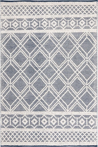 IVORY AND BLUE KILIM HAND WOVEN DHURRIE by Imperial Knots - Image 1