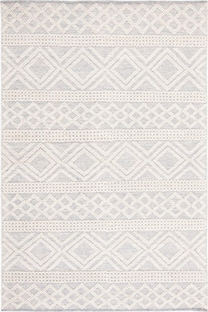 IVORY AND LIGHT BLUE KILIM HAND WOVEN DHURRIE