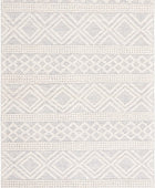 IVORY AND LIGHT BLUE KILIM HAND WOVEN DHURRIE