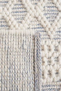 IVORY AND LIGHT BLUE KILIM HAND WOVEN DHURRIE by Imperial Knots - Image 3