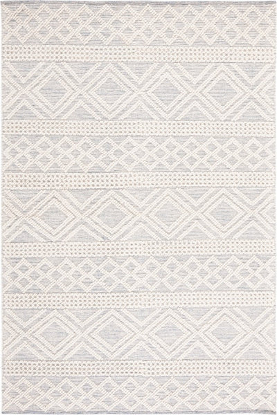 IVORY AND LIGHT BLUE KILIM HAND WOVEN DHURRIE