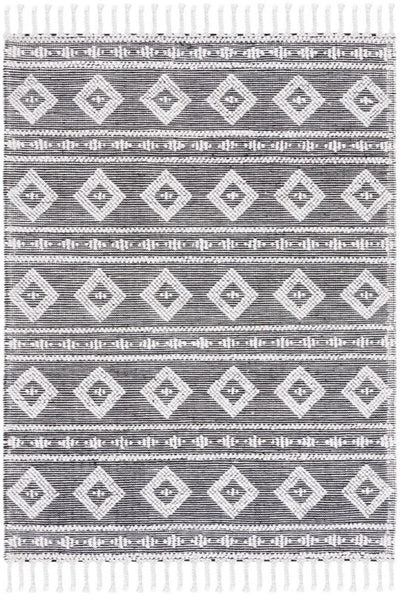 IVORY AND BLACK KILIM HAND WOVEN DHURRIE