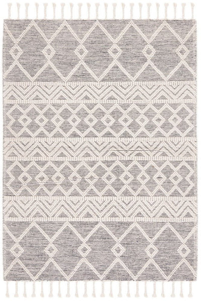 IVORY AND BLACK KILIM HAND WOVEN DHURRIE