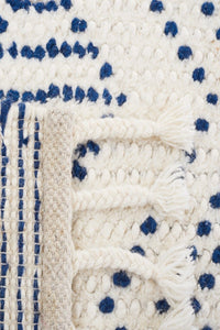 IVORY AND BLUE KILIM HAND WOVEN DHURRIE by Imperial Knots - Image 3