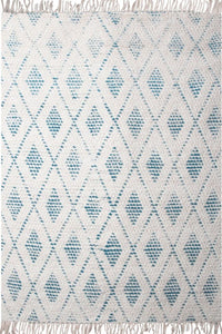 IVORY AND BLUE KILIM HAND WOVEN DHURRIE by Imperial Knots - Image 1