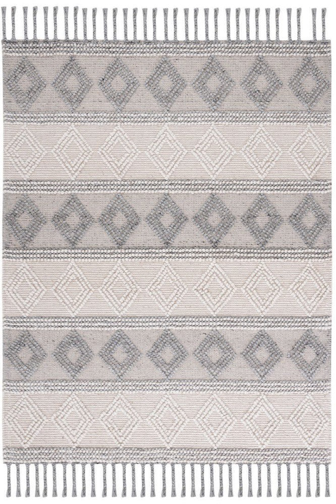 IVORY AND GREY KILIM HAND WOVEN DHURRIE