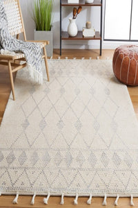 IVORY AND GREY KILIM HAND WOVEN DHURRIE by Imperial Knots - Image 2