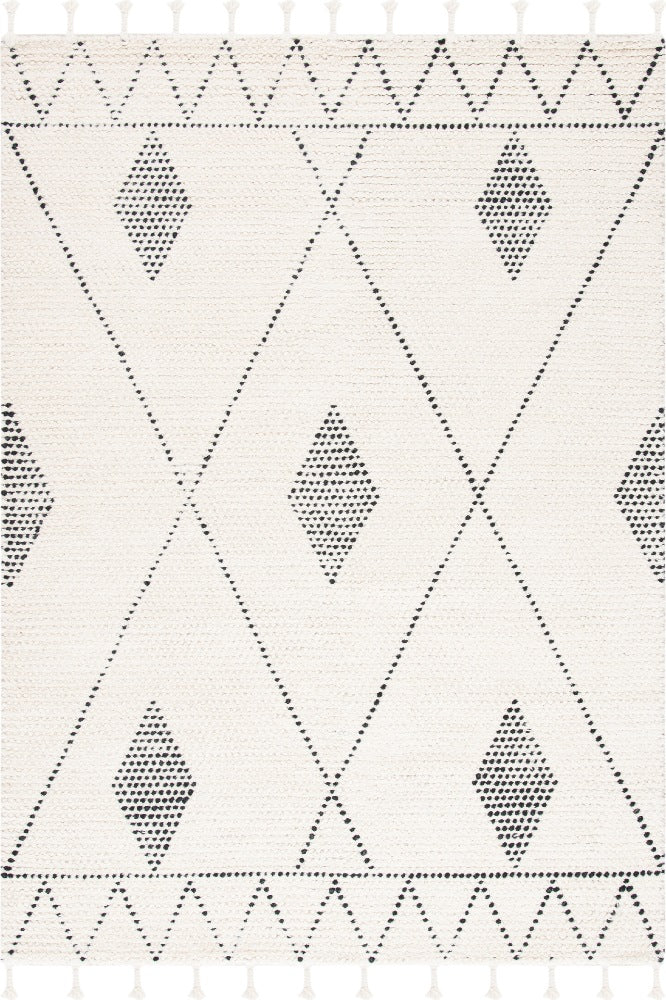 IVORY AND BLACK KILIM HAND WOVEN DHURRIE