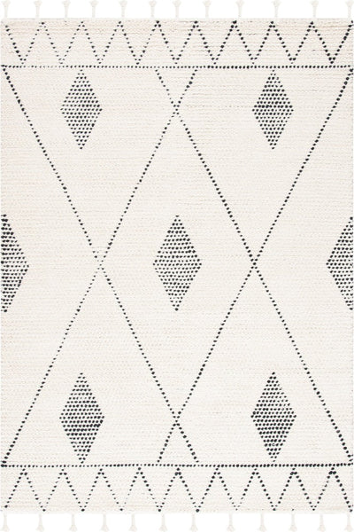 IVORY AND BLACK KILIM HAND WOVEN DHURRIE