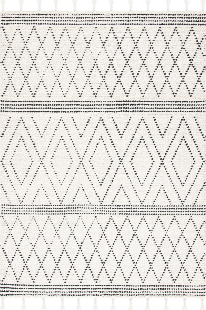 IVORY AND BLACK KILIM HAND WOVEN DHURRIE