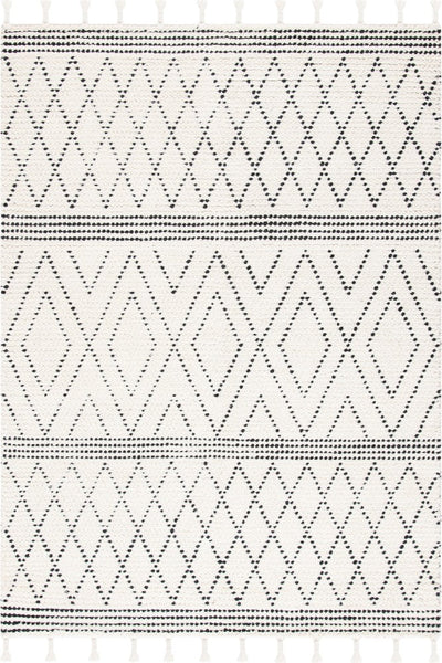 IVORY AND BLACK KILIM HAND WOVEN DHURRIE