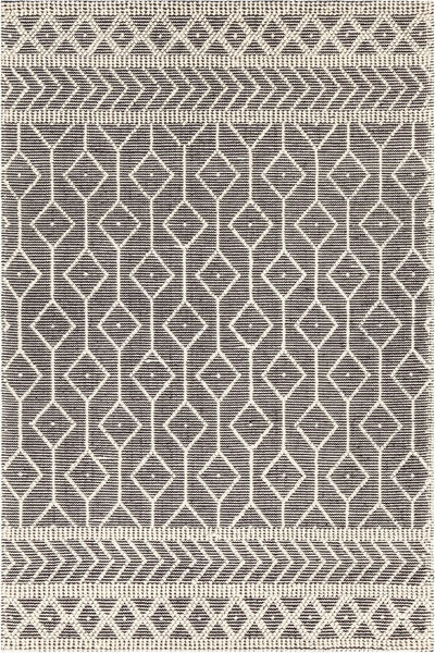IVORY AND BLACK KILIM HAND WOVEN DHURRIE