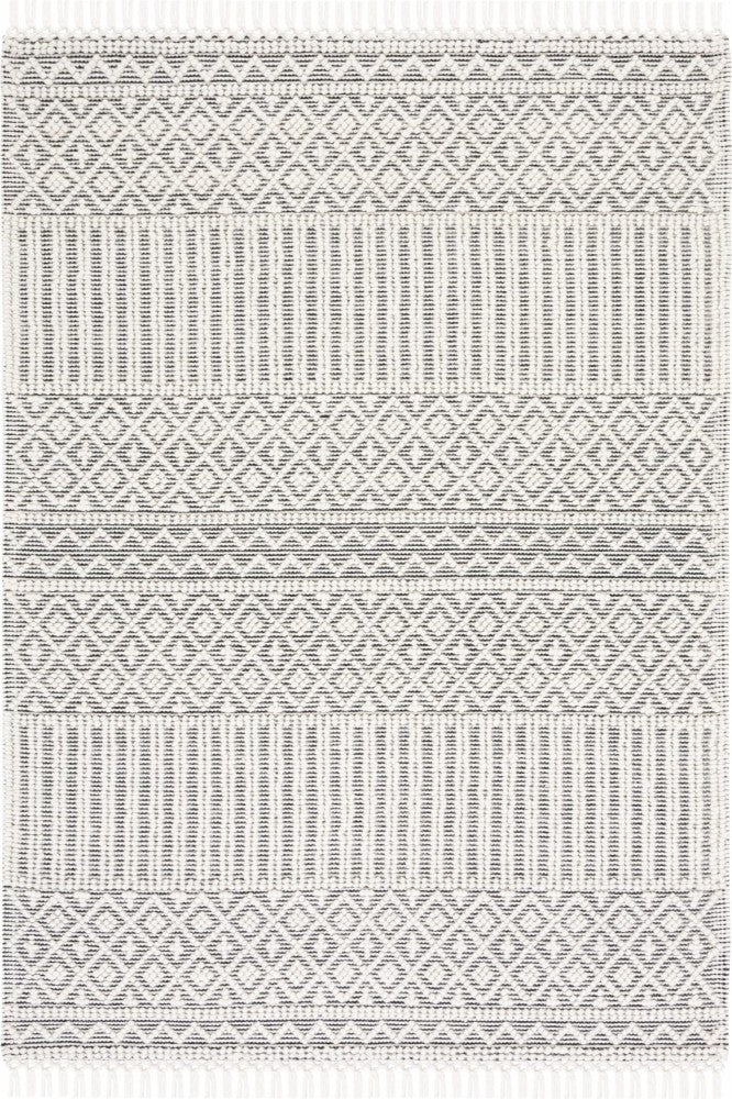IVORY AND BLACK KILIM HAND WOVEN DHURRIE