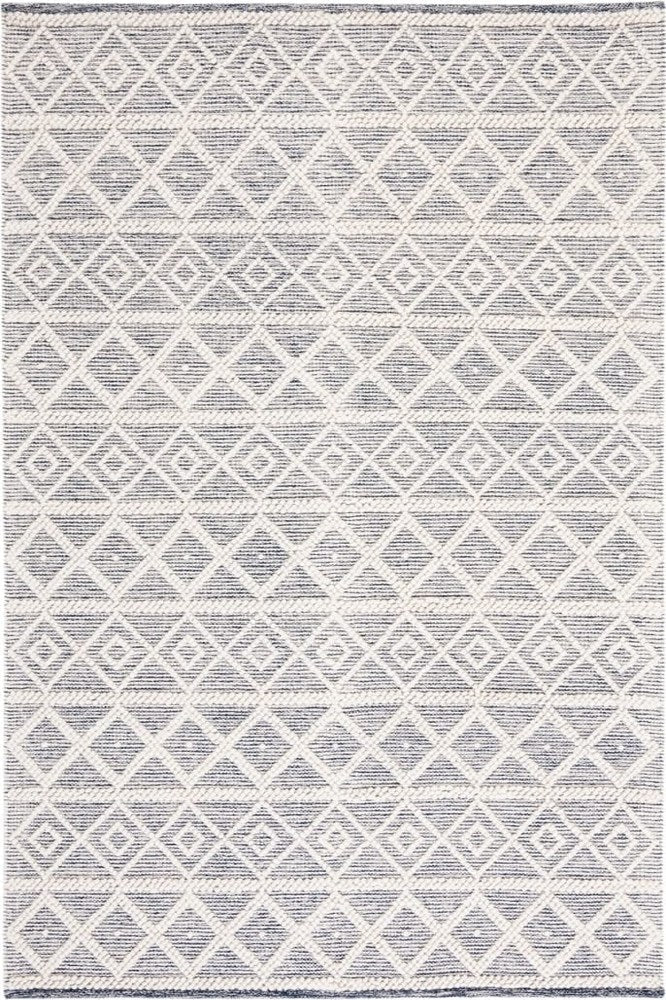 IVORY AND BLUE KILIM HAND WOVEN DHURRIE