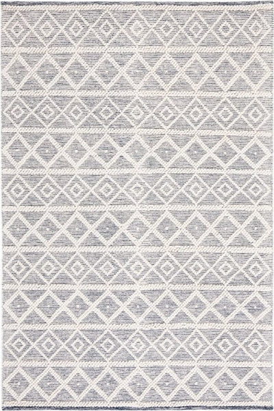IVORY AND BLUE KILIM HAND WOVEN DHURRIE