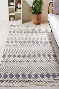IVORY AND BLACK KILIM HAND WOVEN DHURRIE by Imperial Knots - Image 2