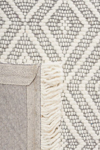 IVORY AND GREY KILIM HAND WOVEN DHURRIE by Imperial Knots - Image 3