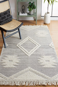IVORY AND BLACK KILIM HAND WOVEN DHURRIE by Imperial Knots - Image 2