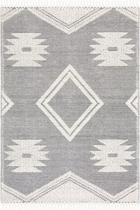 IVORY AND BLACK KILIM HAND WOVEN DHURRIE by Imperial Knots - Image 1