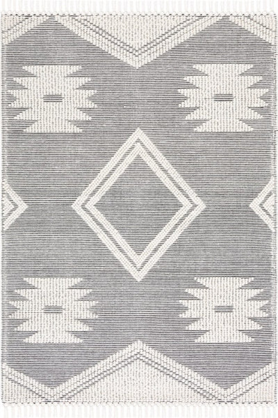 IVORY AND BLACK KILIM HAND WOVEN DHURRIE