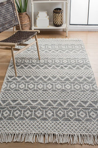 IVORY AND BLACK KILIM HAND WOVEN DHURRIE by Imperial Knots - Image 2