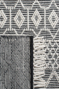 IVORY AND BLACK KILIM HAND WOVEN DHURRIE by Imperial Knots - Image 3