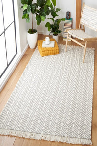 IVORY AND GREY KILIM HAND WOVEN DHURRIE by Imperial Knots - Image 2