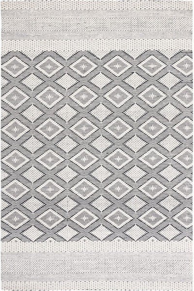 IVORY AND BLACK KILIM HAND WOVEN DHURRIE