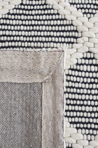 IVORY AND BLACK KILIM HAND WOVEN DHURRIE by Imperial Knots - Image 3
